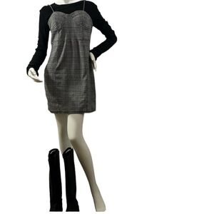 Houndstooth Spaghetti Strap Fitted Dress